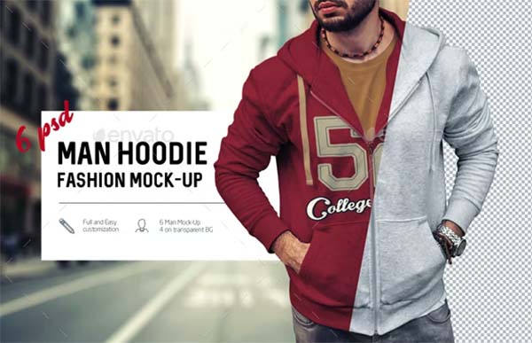 Man Zip Hoodie Fashion Mock-Up