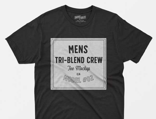 Mens Tri-blend Crew Tshirt Mockup Free