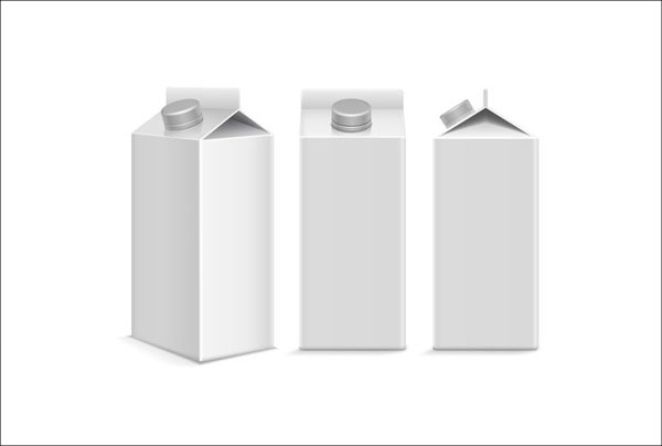 Milk and Juice White Carton Package Box Mockup