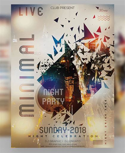 Minimal Sound DJ Party Poster Template