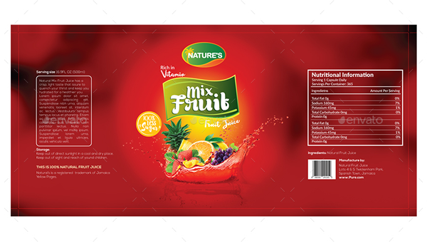 Mix Fruit Juice Bottle Label Templates