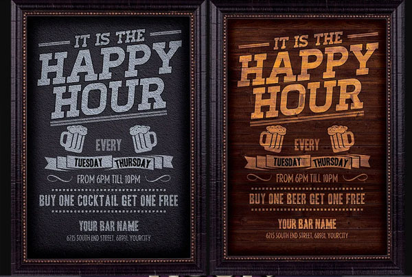 Modern Happy Hour Flyer Template