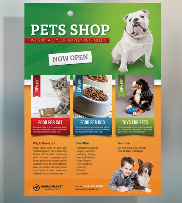 Modern Pet Shop Flyer Editable Template