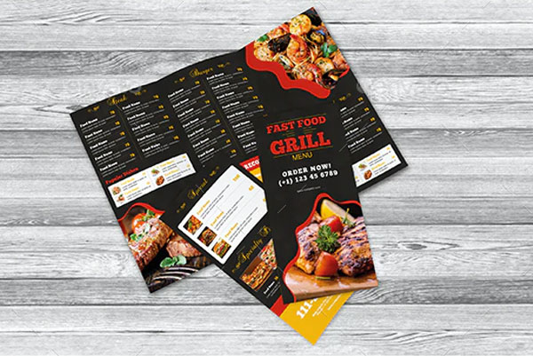 Modern Restaurant Menu Trifold Brochure