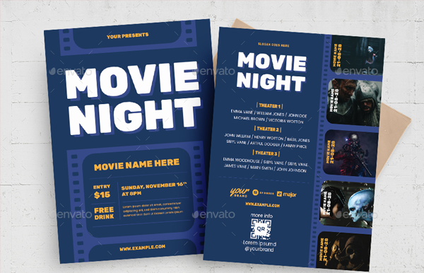 Movie Night Vintage Flyer Templates