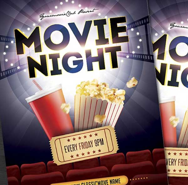 Movie Night Party  Flyer Templates