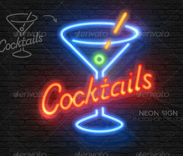 Neon Light Sign Photoshop Actions