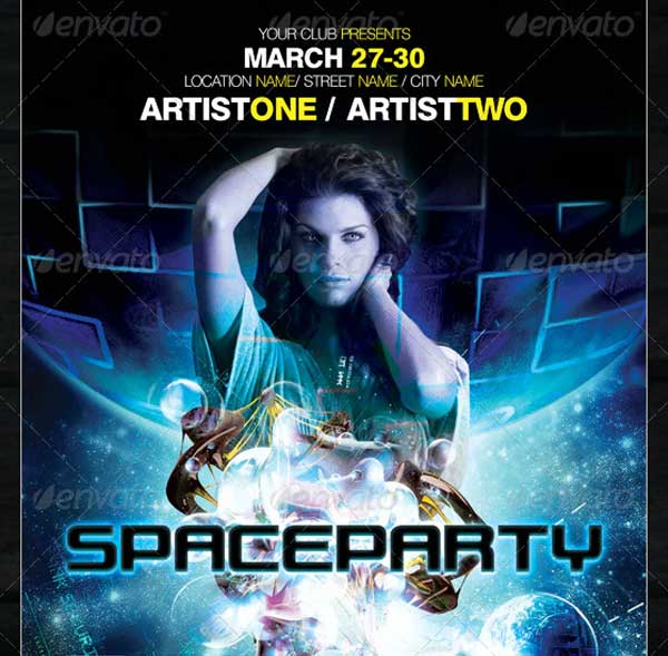 Nightclub Space Party Flyer Templates