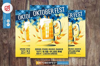 Oktoberfest Beer Party Poster or Flyer Template