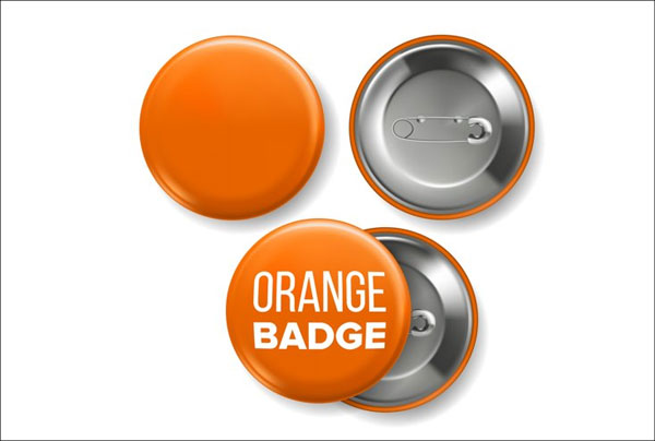 Orange Pin Badge Mockup