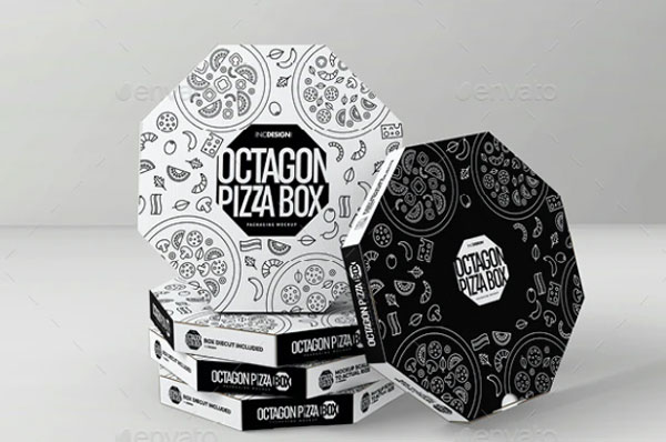 Packaging Mock up Octagon Pizza Box