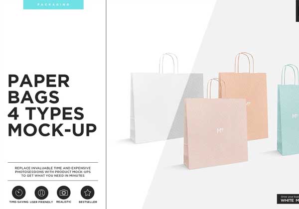 Paper Bags Four Types Mock-up