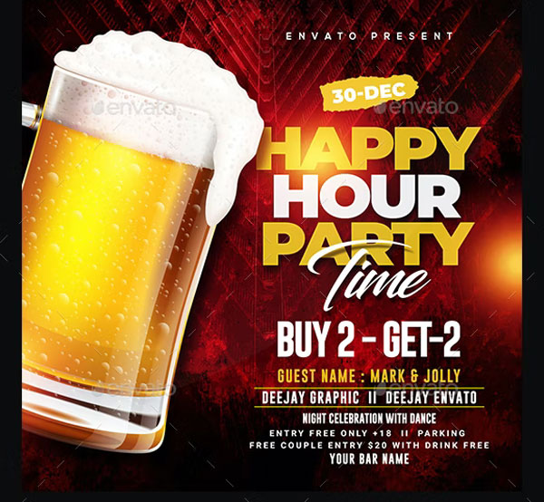 Party Time Happy Hour Flyer Template