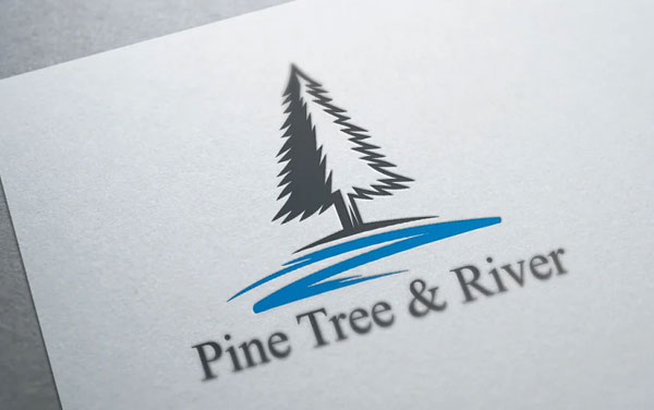 Pine Tree and River Logo Template