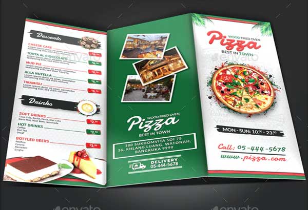 Pizza Restaurant Trifold Brochure Template