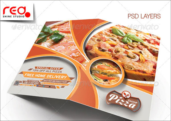 Pizza Shop Bi-fold Brochure Template