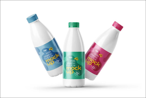 Plastic Milk Bottle Label Mockup