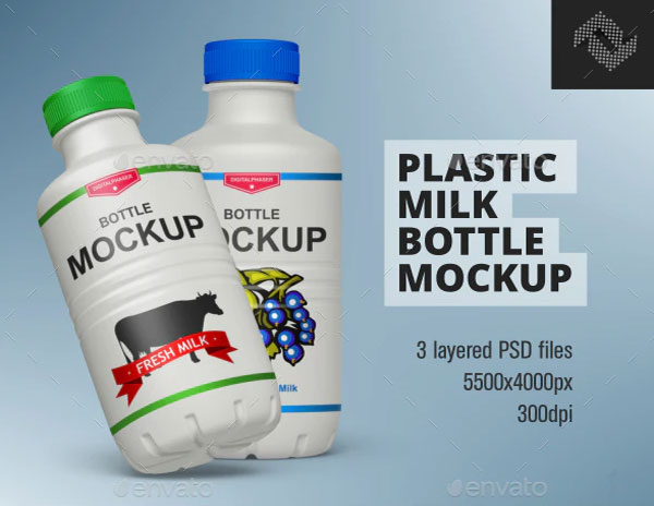 Plastic Milk Yogurt Bottle Mockup