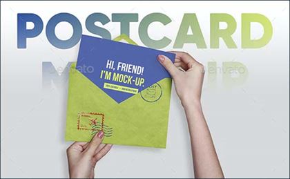 Postcard, Greeting, Invitation with Envelope Mockups