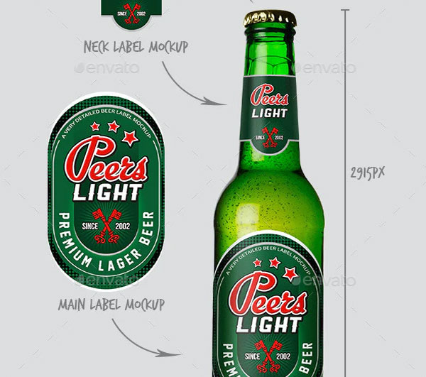 Premium Green Beer Bottle Mockup