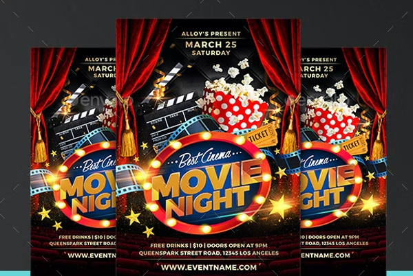 Print Movie Night Flyer Template