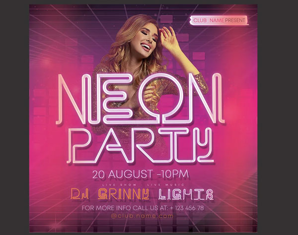 Printable Neon Party Flyer