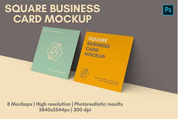 Professional Square Business Card Mock-up