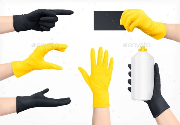 Protective Gloves Mockup Set