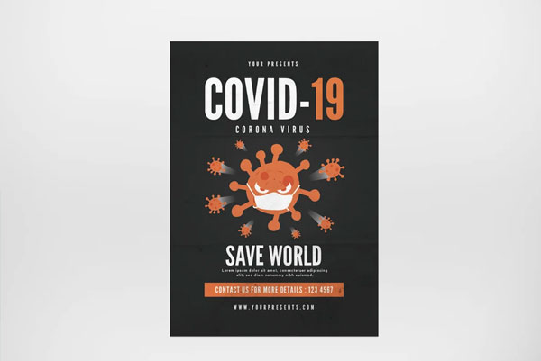 Realistic Covid-19 Flyer PSD Template