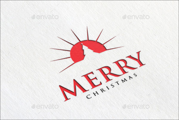 Realistic Merry Christmas Logo Template