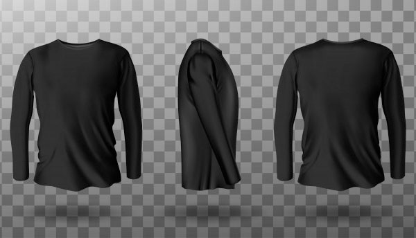 Realistic Mockup of Black Long Sleeve T-shirt Free