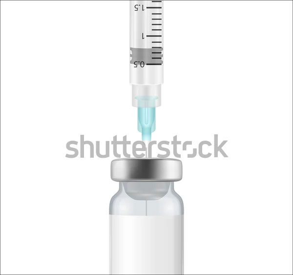 Realistic Vaccine Bottle and Syringe Mockup