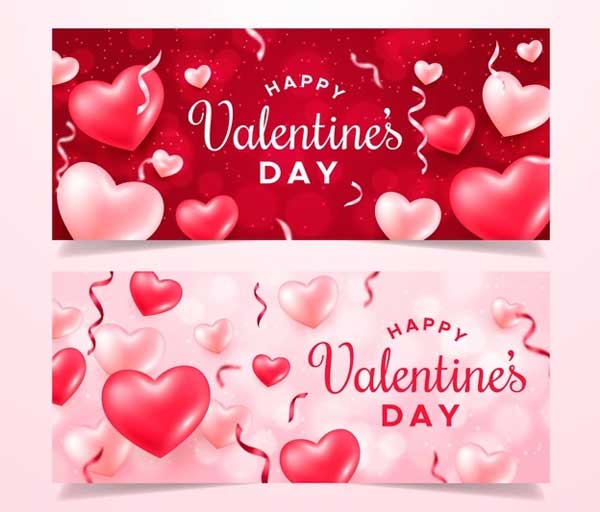 Realistic Valentines Day Banners Template Free