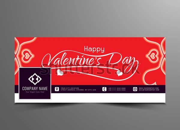Realistic Valentines Day Facebook Banner Template
