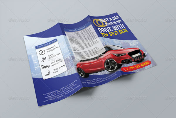 Rent a Car Trifold Brochure Template