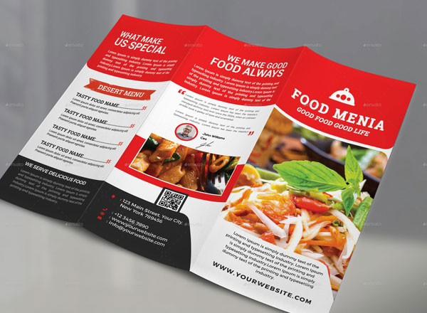 Restaurant Take-Out Menu Trifold Brochure