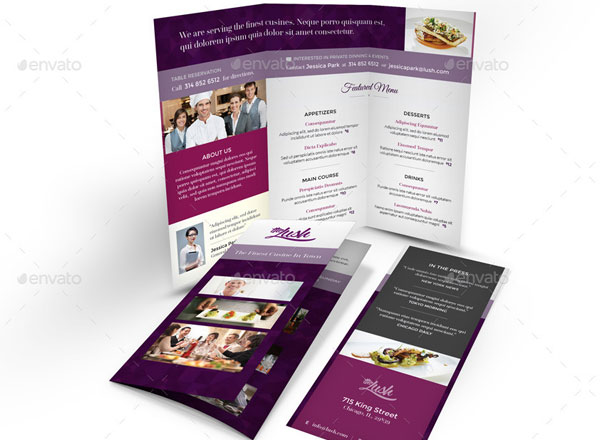 Restaurant and Food Menu Trifold Brochure Template