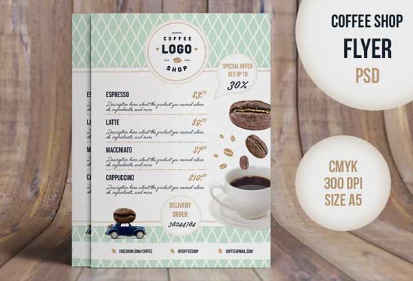 Retro Coffee Shop PSD Flyer