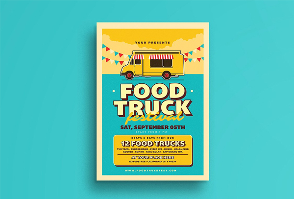 Retro Food Truck Event Flyer Template