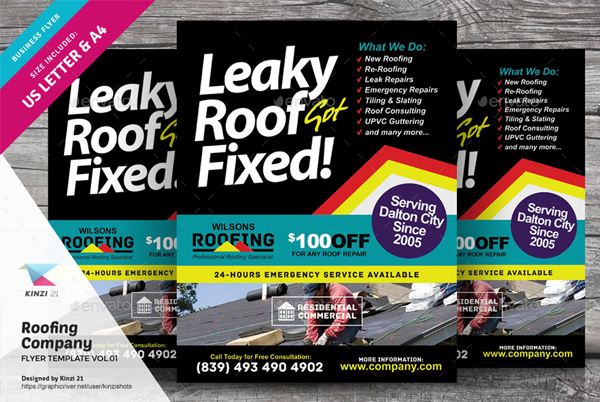 Roofing Company Flyer Template