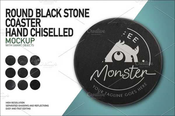 Round Blackstone Coaster Mockups