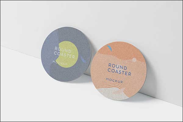 Round Coaster Business Card Mock-Up