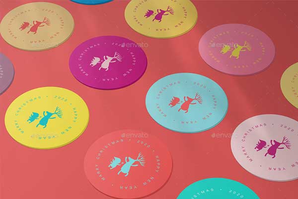 Round Coaster Stickers Mockups