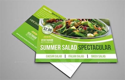 Salad Restaurant Postcard PSD Template