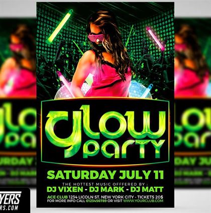 Sample Glow Party Flyer Template