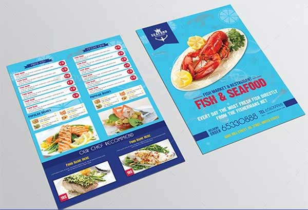 Sample Seafood Restaurant Menu Flyer