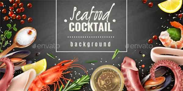 Seafood Cocktail Background Poster Template