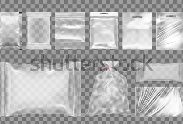 Set of Transparent Plastic Packaging Mockup Set