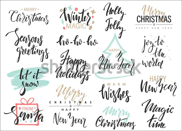 Set of Merry Christmas Logo Designs