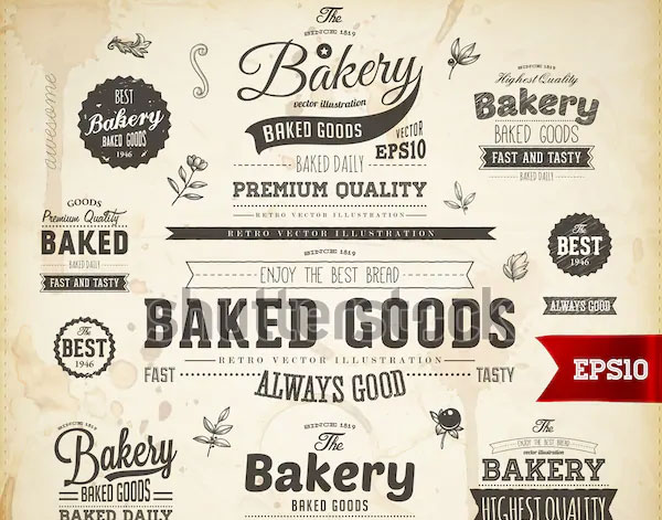 Set of Vintage Bakery Logo Templates